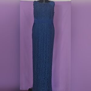 Adrianna Papell Navy Lace Maxi Dress